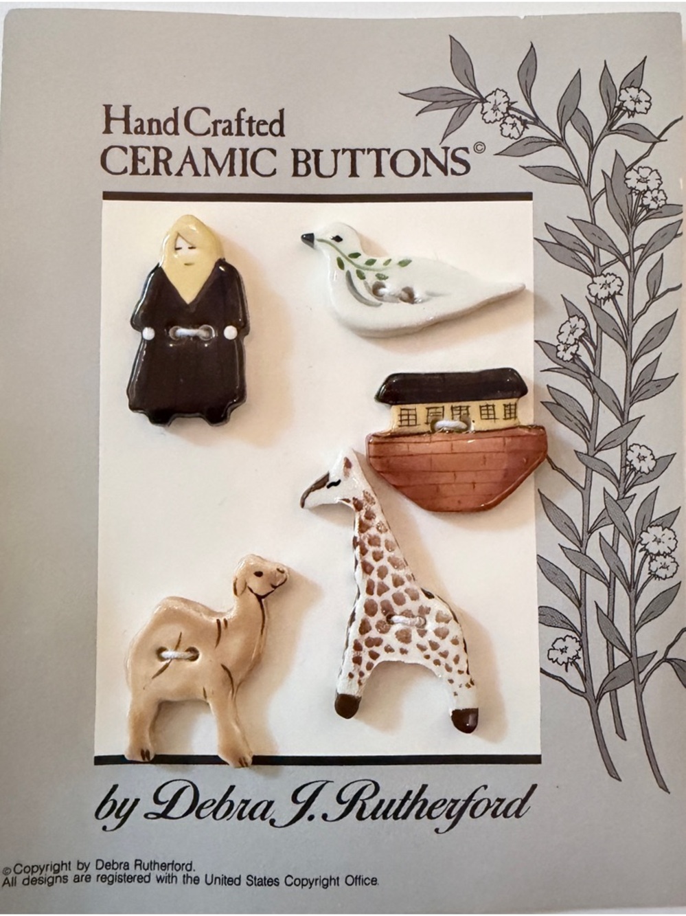 Noah’s Ark handcrafted ceramic buttons by Debra Rutherford